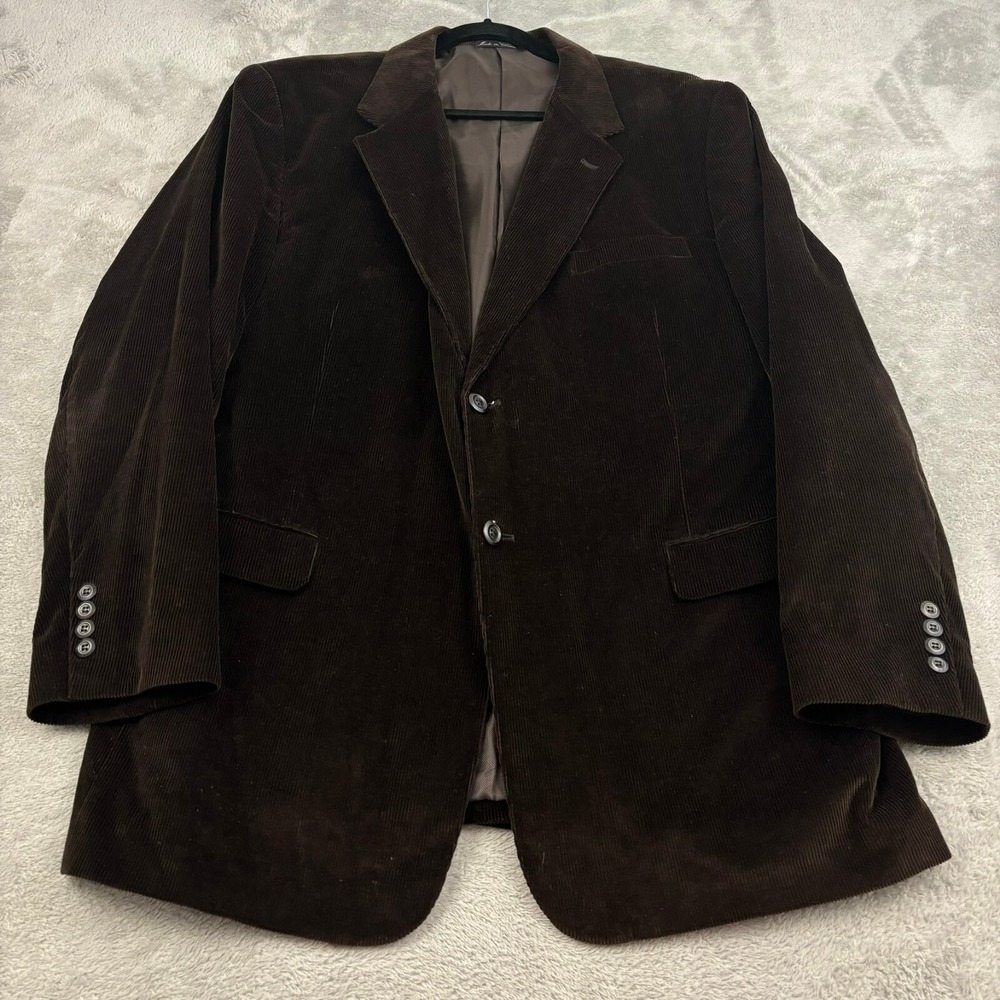 Alan Flusser Corduroy‎ Blazer Jacket Mens 48L Dark Brown Two Button Grandpacore